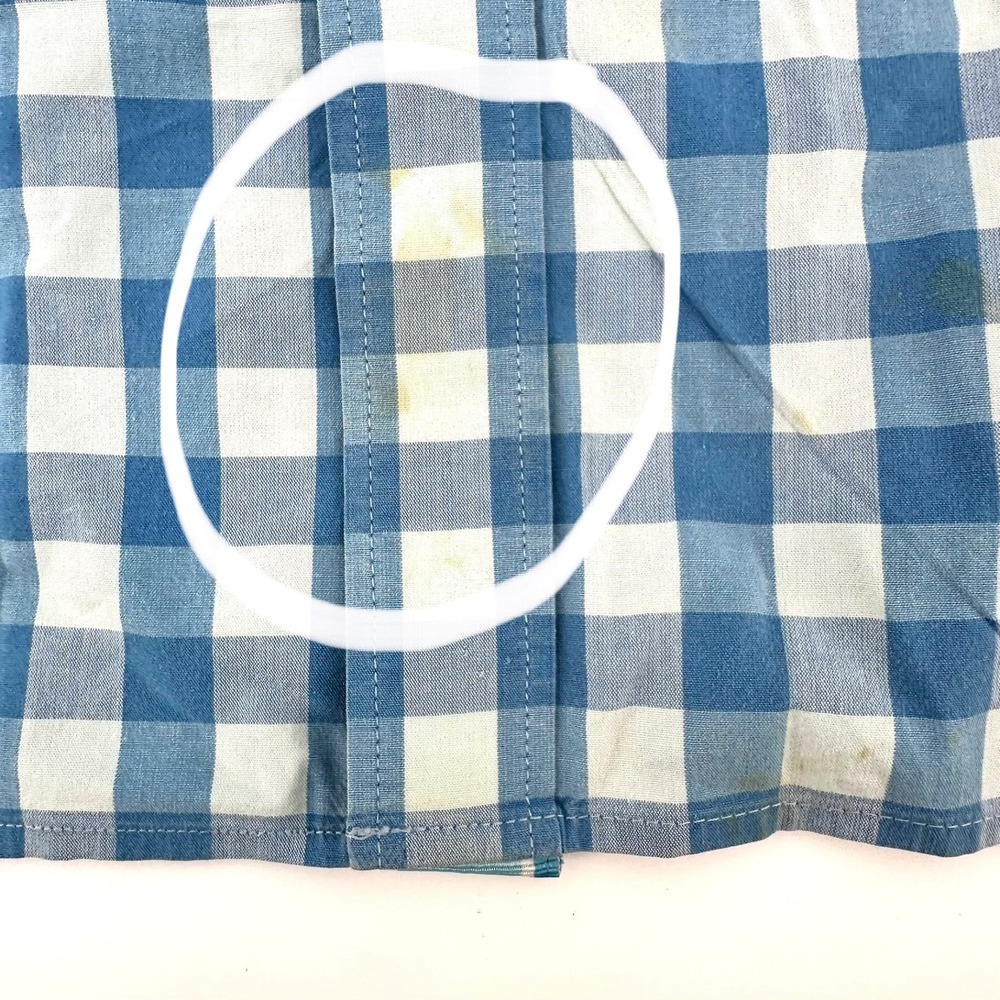 Banana Republic Mens XL Blue White Gingham Short SL Button Down Stretch‎ Shirts - Picture 8 of 16